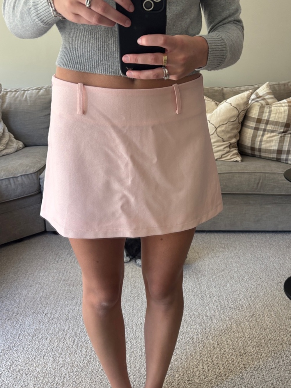 Light Pink Mini Skirt with Belt Loop Detail